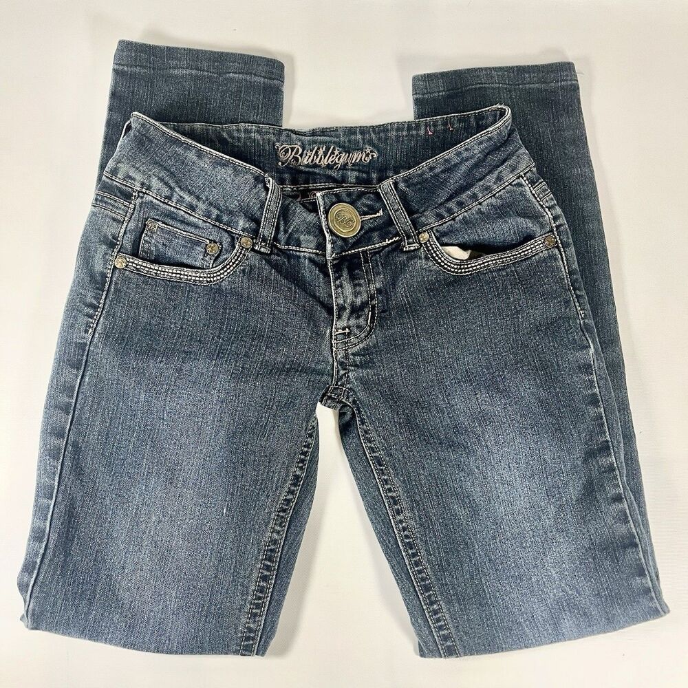 Bubblegum Jeans Y2K Low Rise Skinny Mall Goth Denim Size - See Measurements